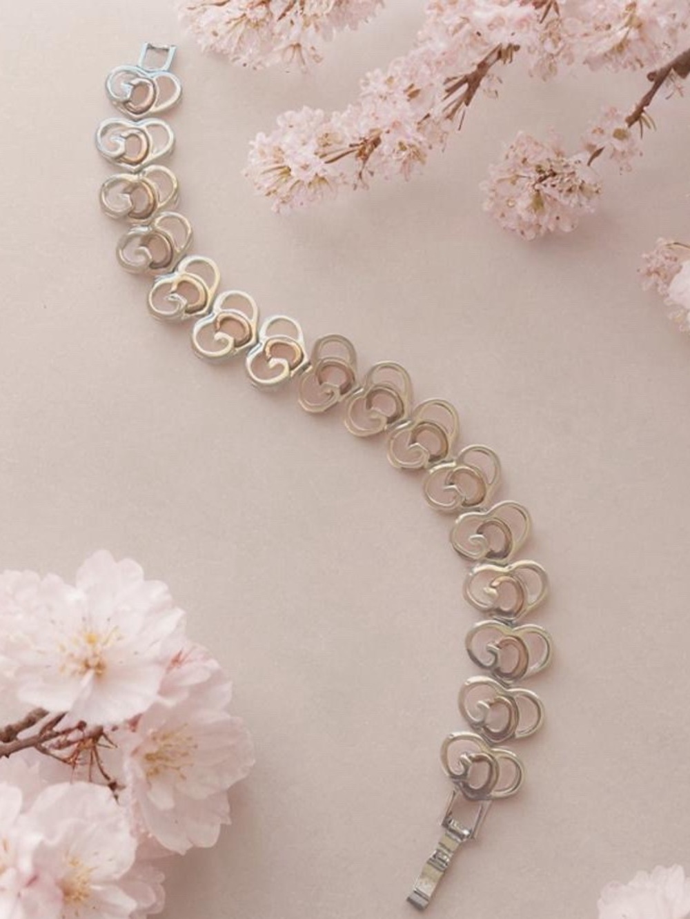 Two tone Linked Heart (GOD) Bracelet fits up to 7 inches